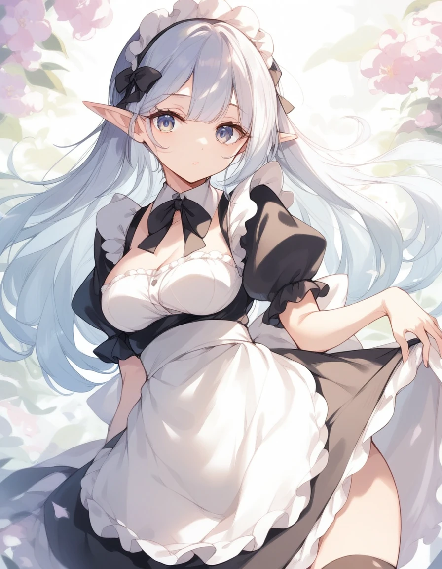 BREAK Perfect Anatomy、(High resolution:1.2)、Incredible illustrations、(Cute illustrations:1.2)、(Beautiful background)(NSFW) elf maid