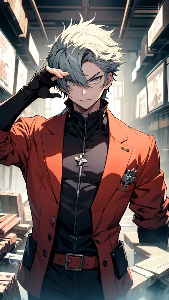 a boy, anime boy , villain pose, sago