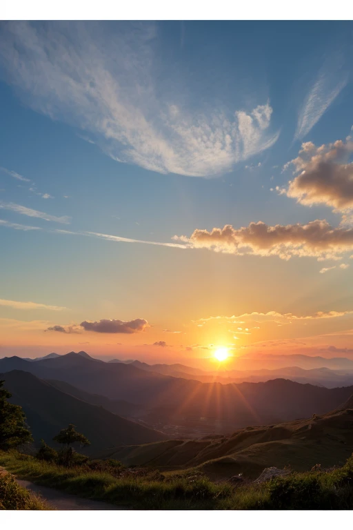 Sun rising landscape: In the bright morning scenery、An image of the sun rising。