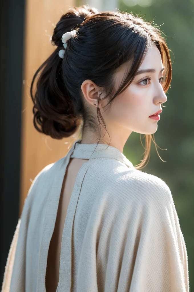 ( (8K:1.27), Highest quality, masterpiece, Ultra-high resolution:1.2) Beautiful Chinese women photos (beauty:1.1) (Hanfu:1.21) Greg Rutkowski and Alphonse Mucha Design Exquisite Elegance, Fantasy, detailed, geometry, Gradient lighting, One girl, Delicate skin, Looking at the audience, Brown eyes, (High Ponytail: 1.2), (Mid-chest: 1.0), (middle breast wheel: 0.8), (Realistic:1.4), (Highest quality:1.0), (Ultra-high resolution:1.0), 8K, RAW Photos, (masterpiece:0.2), (Purelos Face_v1:0.5)