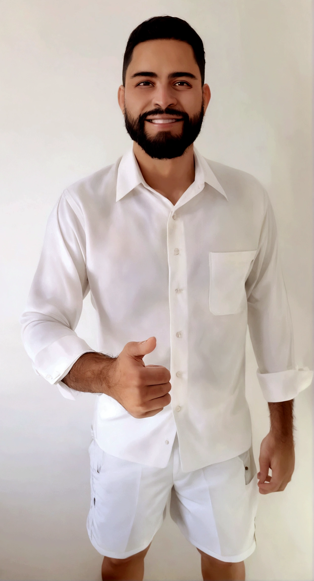 tall with beard and smiling