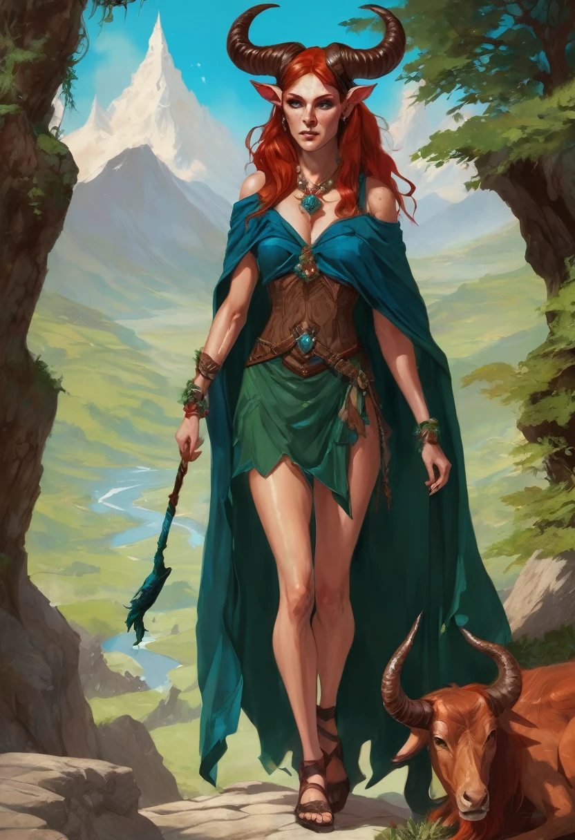 rubenesque elf, standing in a forest glade, small brook, woman