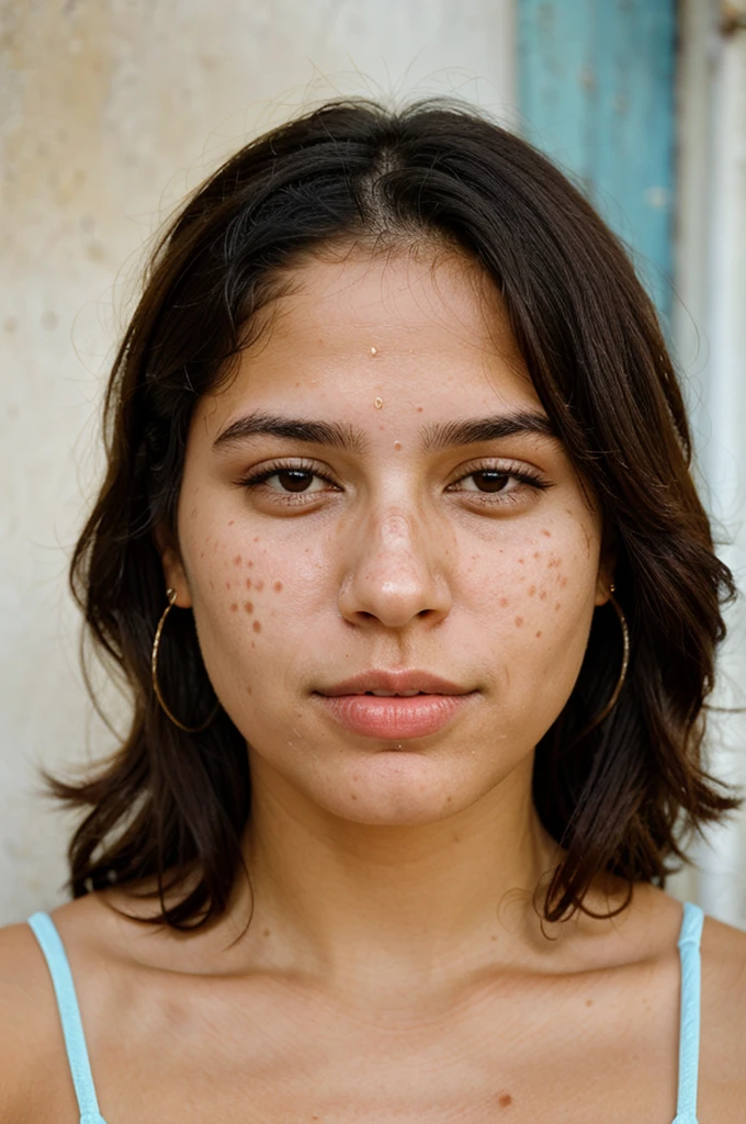 Cuban woman, age 26. Face with acne and blemishes, did
