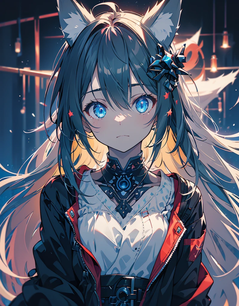 (grainy:0.5), cinematic,Kizi, space, serious, detailedeyes, face detailed, detailed futuristic clothes, lights on clothes, (sight gun:1.1), (Hidden:1.1), (squatt, looking at side:1.1), volumetric lighting, isolation, horor, dark lighting, red bioluminescent details, green bioluminescent details, blue bioluminescent details, ((little neko ears)), ((fox tail)), ((little horny)), ((18 years old))