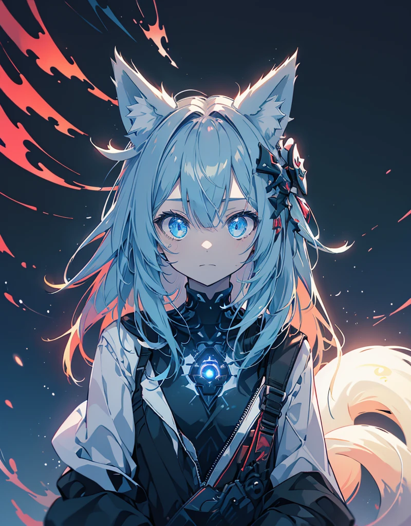(grainy:0.5), cinematic,Kizi, space, serious, detailedeyes, face detailed, detailed futuristic clothes, lights on clothes, (sight gun:1.1), (Hidden:1.1), (squatt, looking at side:1.1), volumetric lighting, isolation, horor, dark lighting, red bioluminescent details, green bioluminescent details, blue bioluminescent details, ((little neko ears)), ((fox tail)), ((little horny)), ((18 years old)) 