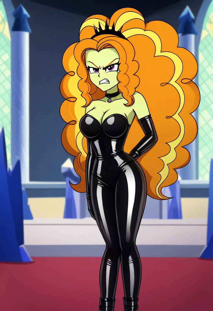 Eqg adagio angry Black LaTeX costiumme in the castle Black. Submissive 