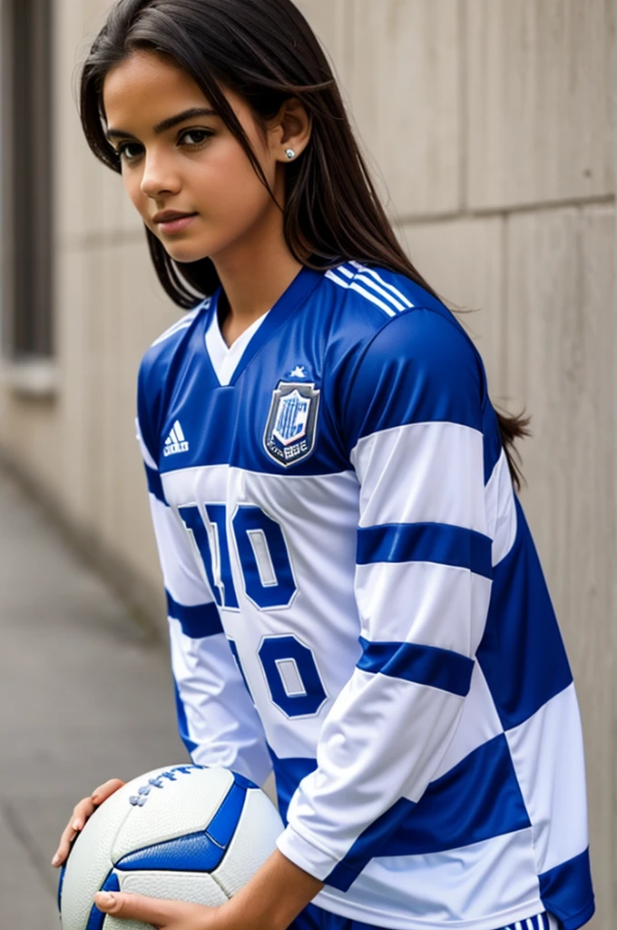 Cute facheras blue and white football shirt
