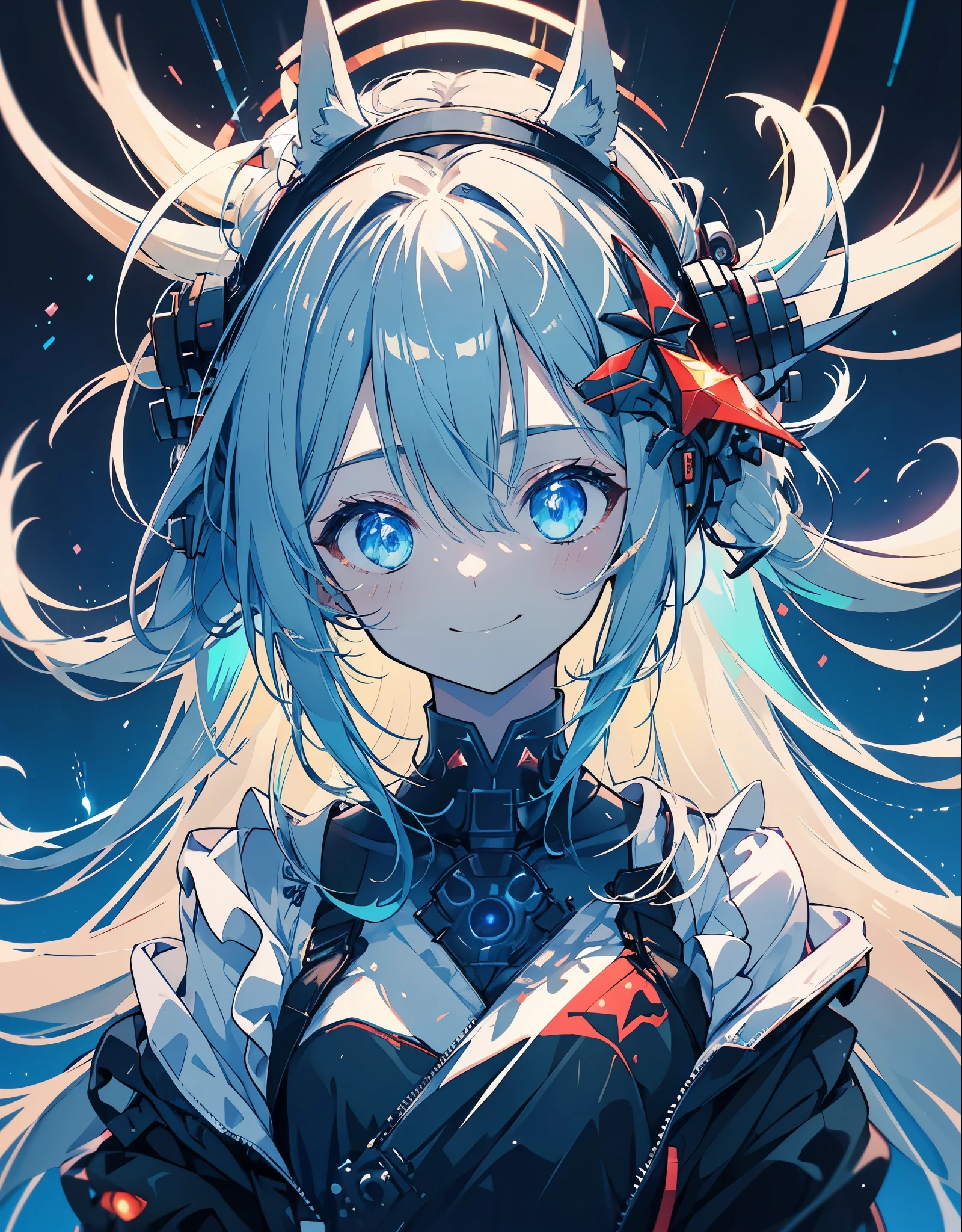 (grainy:0.5), cinematic,Kizi, space, serious, detailedeyes, face detailed, detailed futuristic clothes, lights on clothes, (sight gun:1.1), (Hidden:1.1), (squatt, looking at side:1.1), volumetric lighting, isolation, horor, dark lighting, red bioluminescent details, green bioluminescent details, blue bioluminescent details, ((little neko ears)), ((fox tail)), ((little horny)), ((18 years old)), ((smile)), ((happy))