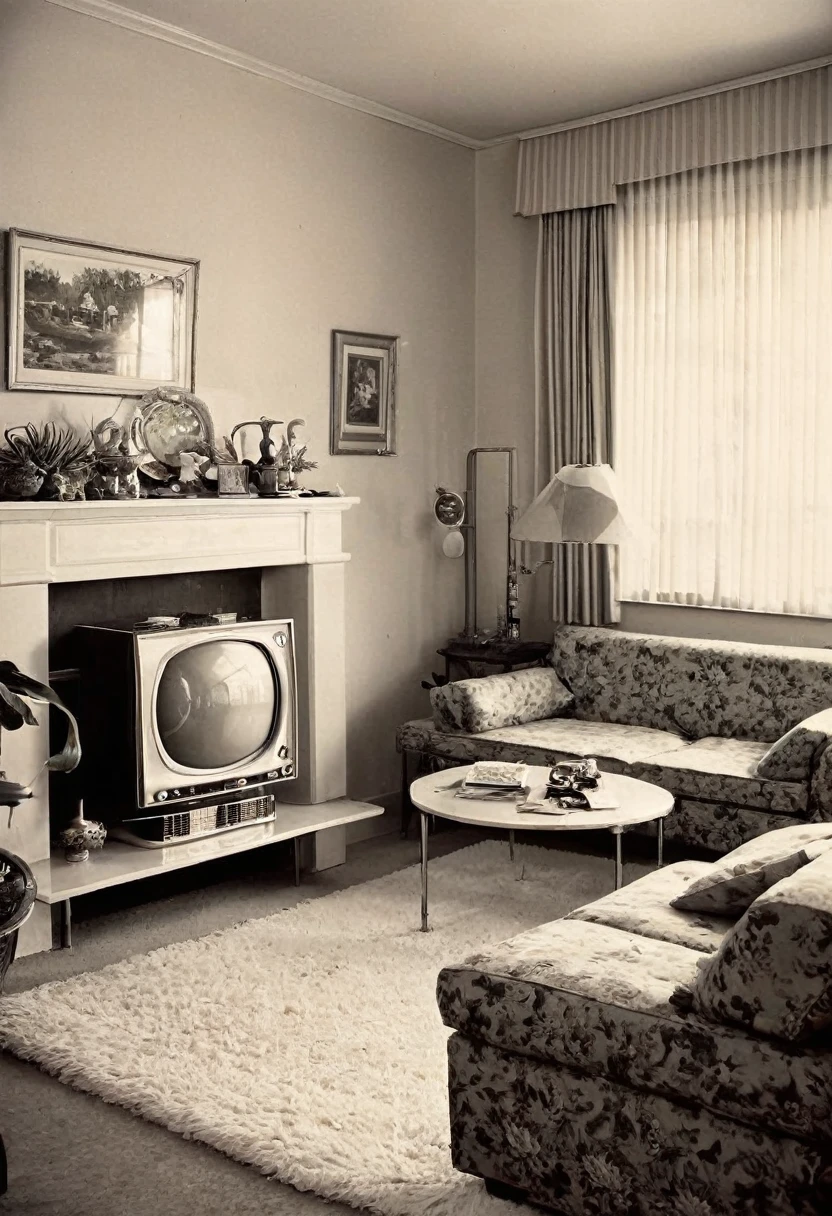 living room, 60s, panavision's photo, old photo,