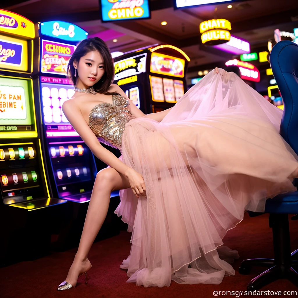 casino girl, dress, posing, beautiful, model, full body, hard lighting