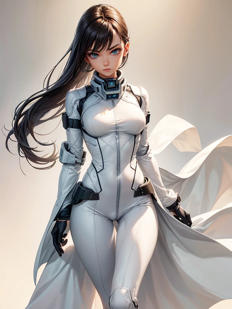 full body picture Unreal Engine 5 8K UHD of beautiful women, wearing white tight latex catsuit covered whole body, latex mask, latex collar, latex body harness and lace, arm and leg cuffs, latex corset, latex long glove, best quality, masterpiece