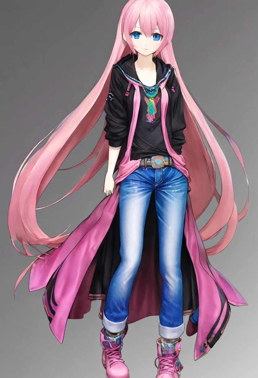 Megurine Luka casual clothes upper body colorful jeans Asa