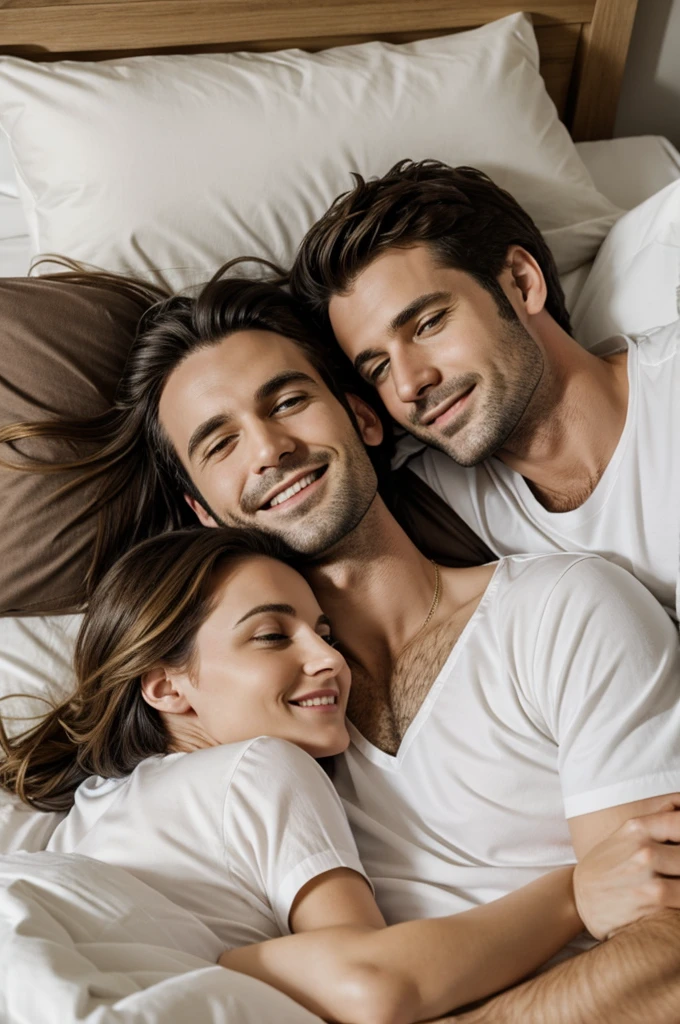 Couple dans un lit qui se tiennent la main en étant côté à côté (on voit pas leurs visage)