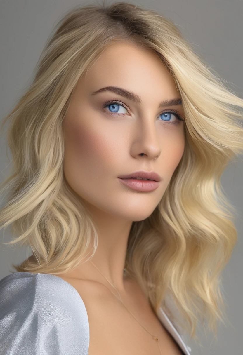 extremely réaliste french girl with blonde hair and blue eyes,belles lèvres et yeux détaillés, détaillé et ,peau imparfaite,peau texturée,Partie supérieure du corps,beaux cheveux blonds détaillés,porter un crop top nlanc , feste à rayures bleues, air force blanche , plan large de loin dans un mirroir