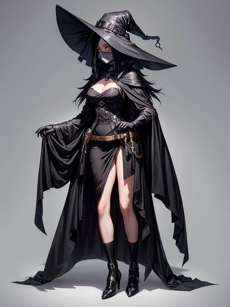 A female plague doctor. She would have totally black hair, her hair is short and messy. Her eyes would also be black and she would be very tall, having the appearance and stature of an adult. Her clothes would cover her entire body except for her face.