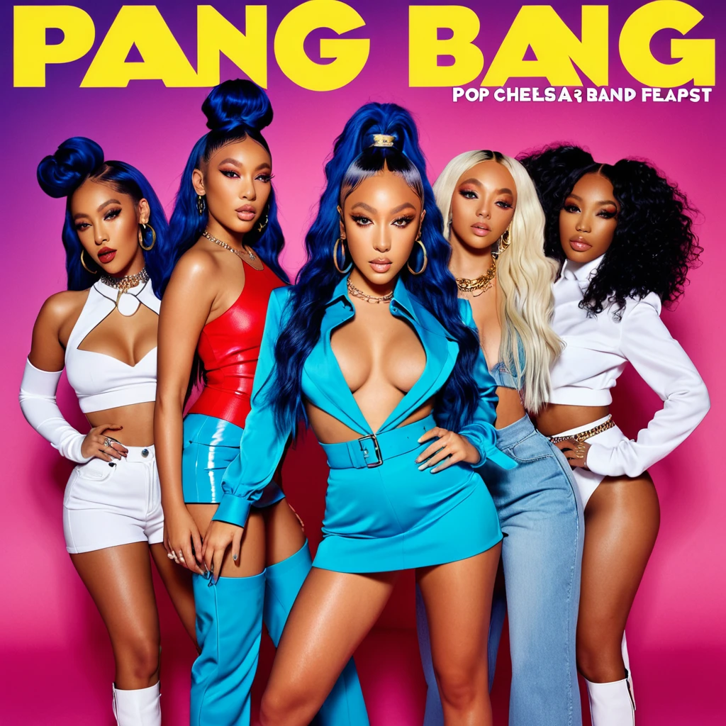 advertising poster, Promotional Photo for Pop Rap Single Bang Bang feat. Alice, Chelsea and Band to Relapse by artist called Doja Cat