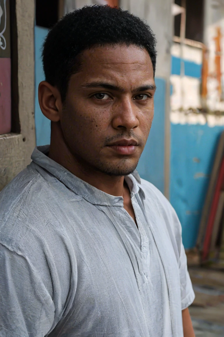 play a young black man with blue eyes in the Brazilian favela