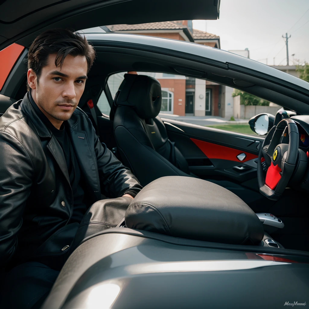 A rich man in ferrari