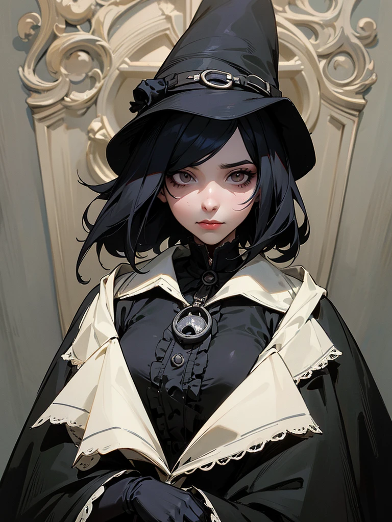 A female adult MILF plague doctor. She would have totally black hair, her hair is short and messy. Her eyes would also be black and she would be very tall, having the appearance and stature of an adult. She has dark circles under her eyes. Her clothes would cover her entire body except for her face.
Victorian Style art. Dark Art.