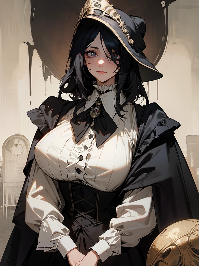 A female adult MILF plague doctor. She would have totally black hair, her hair is short and messy. Her eyes would also be black and she would be very tall, having the appearance and stature of an adult. She has dark circles under her eyes. Her clothes would cover her entire body except for her face.
Victorian Style art. Dark Art.
