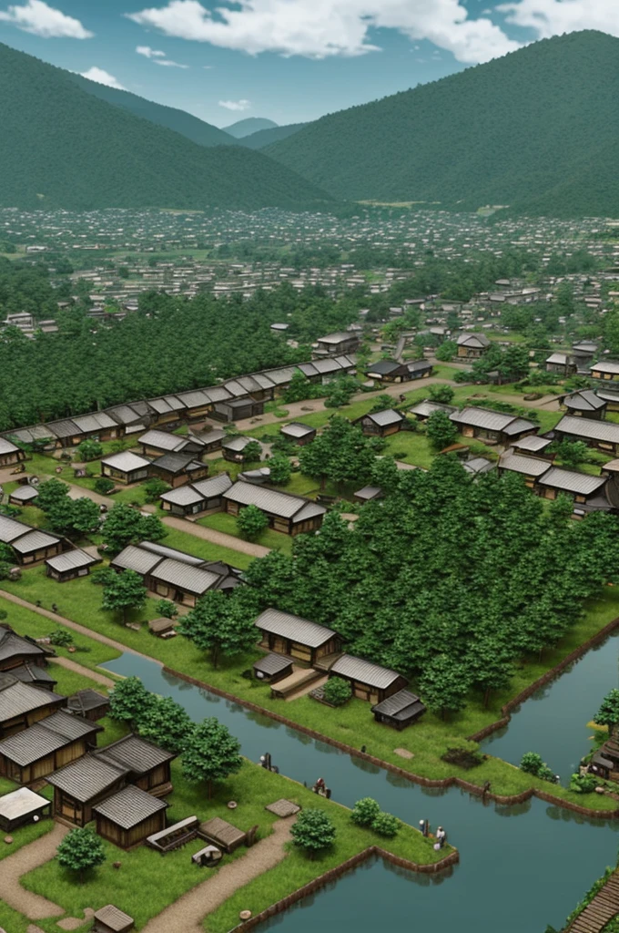 Create a realistic image of the rain village from naruto shippuden