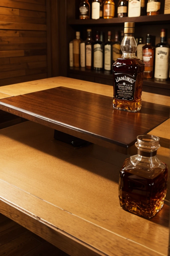 3 empty Jack Daniels whiskey bottles empty on the table