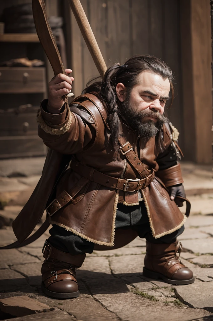 Barbaric dwarf with leather coat