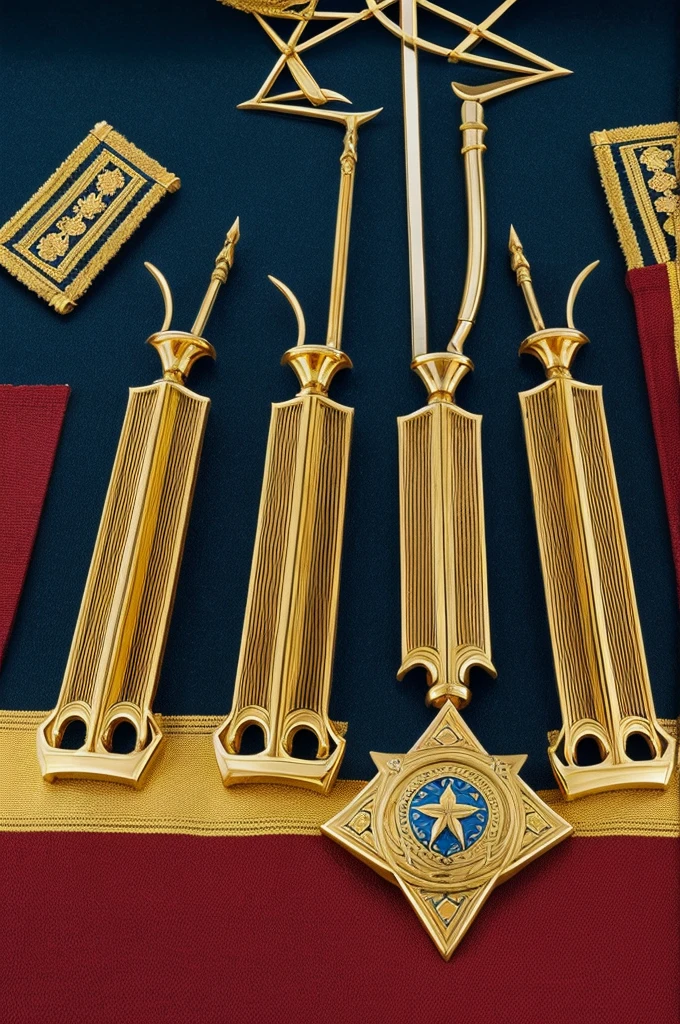Field of azure: The background of the shield is blue, representing justice, loyalty and beauty.golden castle: On the field of azure, a golden castle is placed (yellow), with three towers and saber masonry (negro) and clearing gules (red). This element is characteristic of the Castro lineages, symbolizing strength and greatness.Gules border: Around the main field, hay una bordura de color red, symbolizing courage and fearlessness.Eight golden blades: Within the gules border, eight golden blades are arranged, a distinctive element of the Moyano family, symbolizing resolution and firmness.