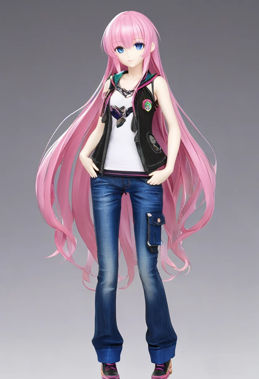 Megurine Luka casual clothes upper body colorful jeans Asa