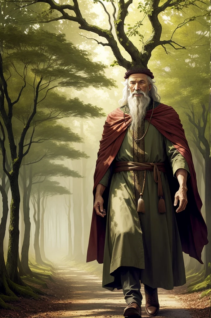 A living tree man hand for branches, men is walking through a forest