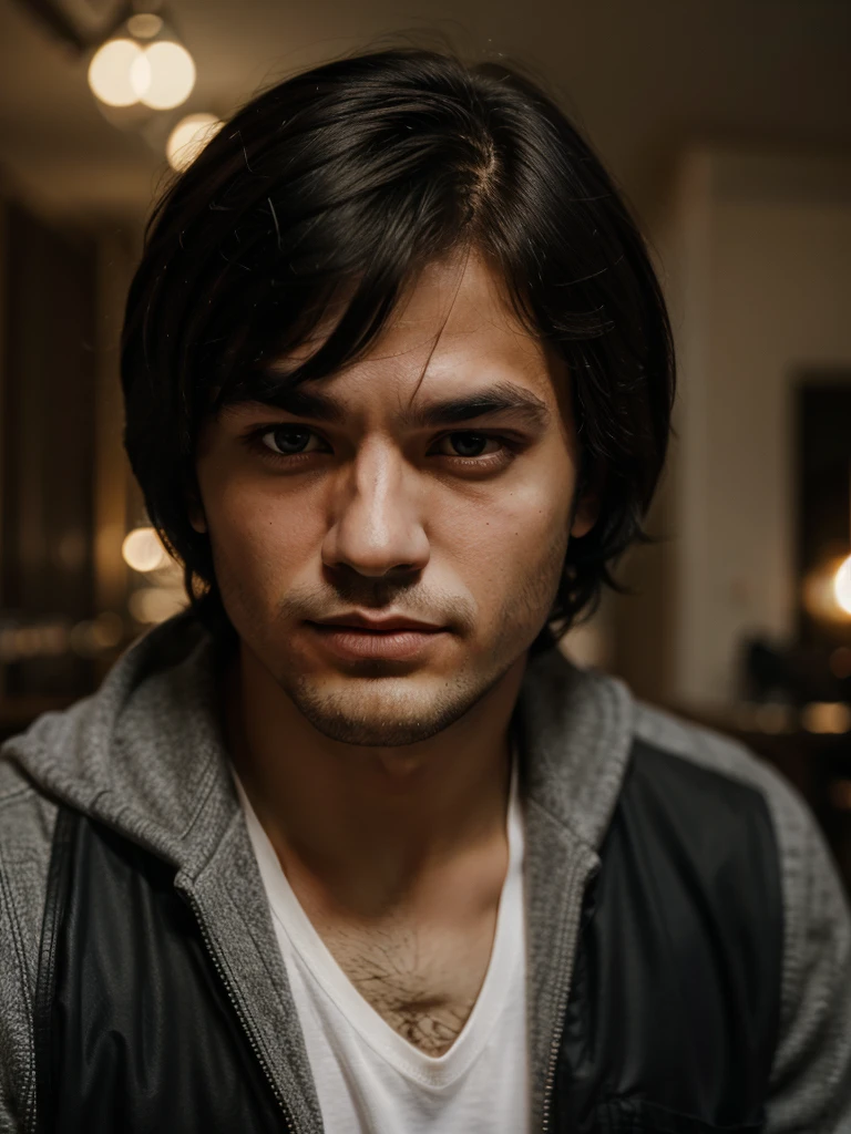 A strong man, short black hair. Hunter look, black eyes, armenian,  
,Best Quality, High Quality