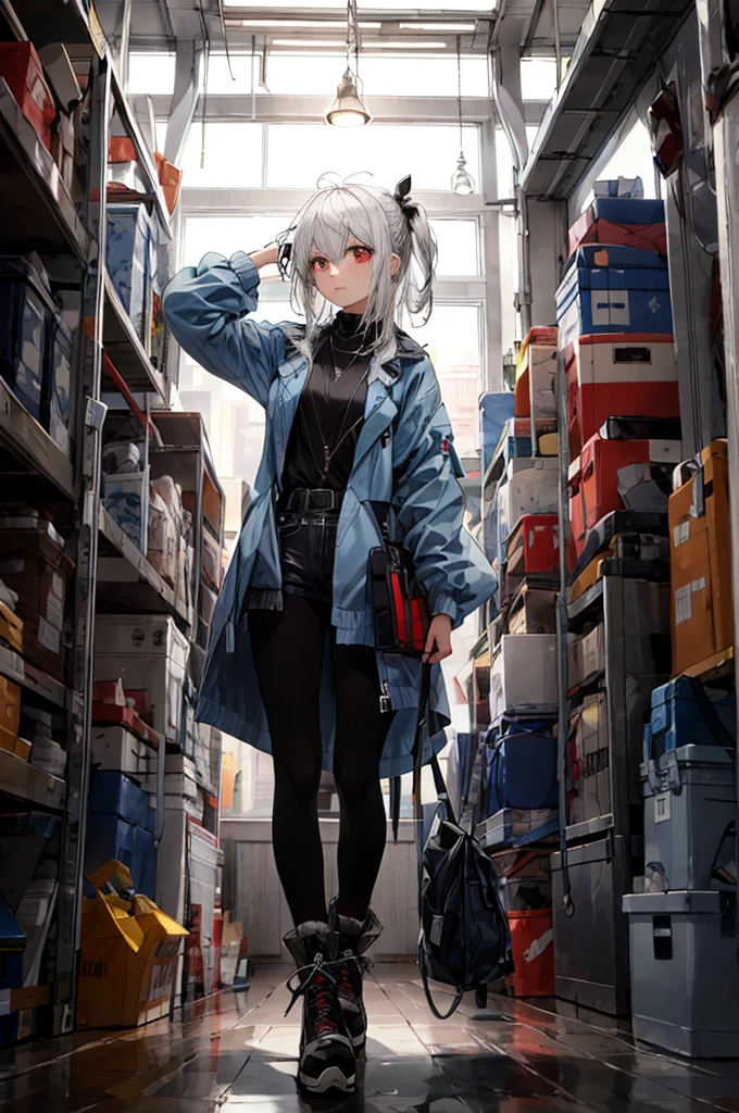 ((masterpiece, Highest quality, Super Definition, High resolution)), alone, Beautiful girl with white hair，Straight hair on top of head，Lace-up Blue, prayer,