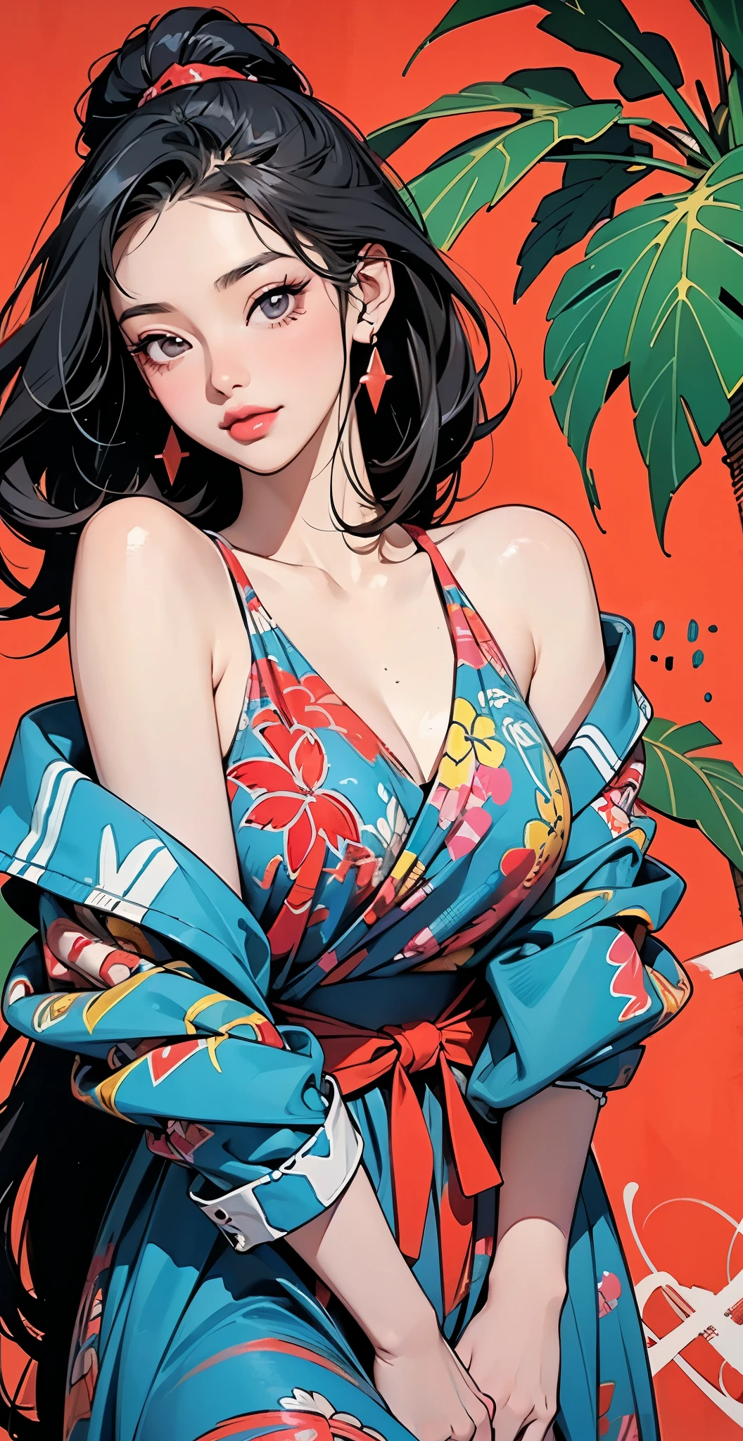 Manga style illustration, Digital anime illustration, In the art style of Bouwater, In the style of digital illustration, Illustration Style, Beautiful illustrations, Cute and detailed digital art, Beautiful digital illustrations, Great art style, Trending on artstration, Professional Illustration, Cute digital art, Reproduction illustrations, Beautiful drawing style,Walking around the city,Blue sky