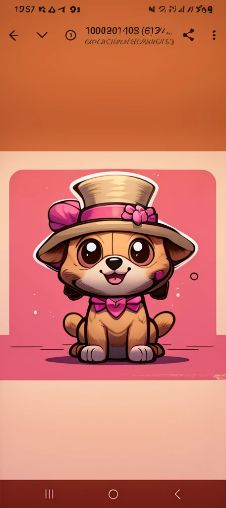 A pink dog,brown hat