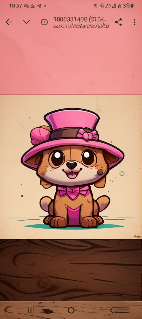 A pink dog,brown hat