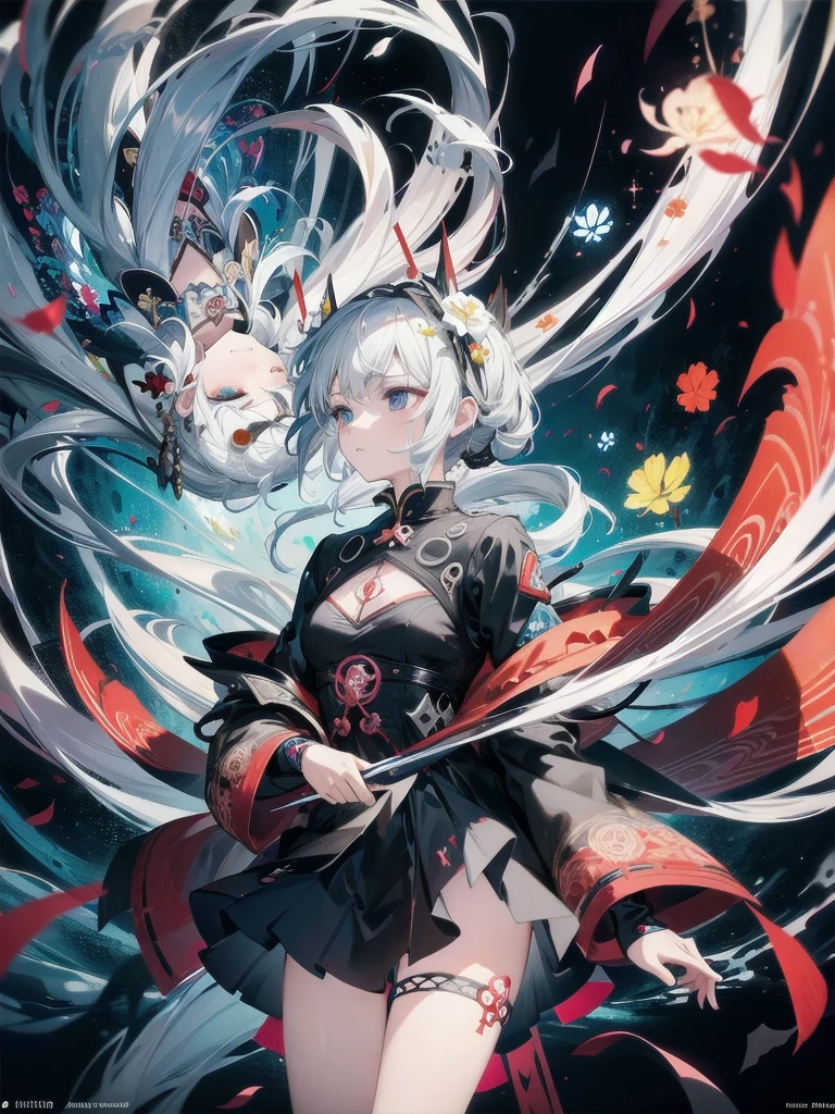 official art, unity 8k wallpaper, ultra detailed, beautiful and aesthetic, masterpiece, best quality, (zentangle, mandala, tangle, entangle), (fractal art:1.3) , 1girl, extremely detailed, dynamic angle, cowboyshot, the most beautiful form of chaos, elegant, a brutalist designed, vivid colours, romanticism, by james jean, roby dwi antono, ross tran, francis bacon, michal mraz, adrian ghenie, petra cortright, gerhard richter, takato yamamoto, ashley wood, atmospheric, ecstasy of musical notes, streaming musical notes visible