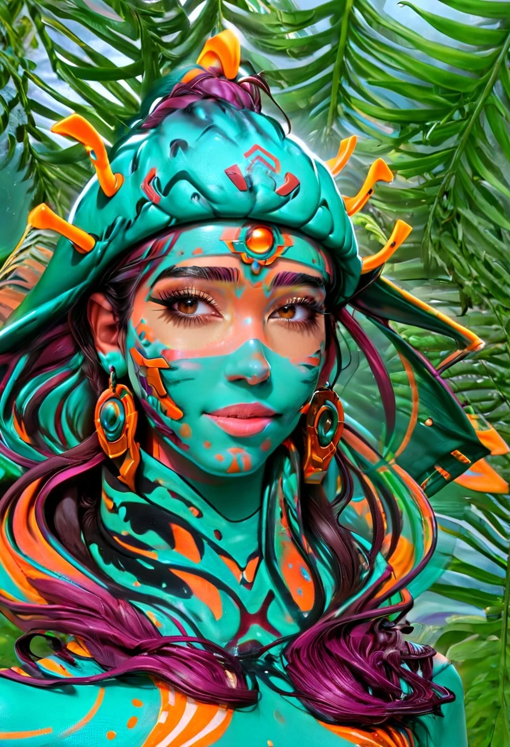 Latina relaxed, with beautiful brown eyes and eyelids half closed. tranquil. sexy. Sensual euphoric, relaxed eyes, long eyelashes gorgeous., long cast shadows.