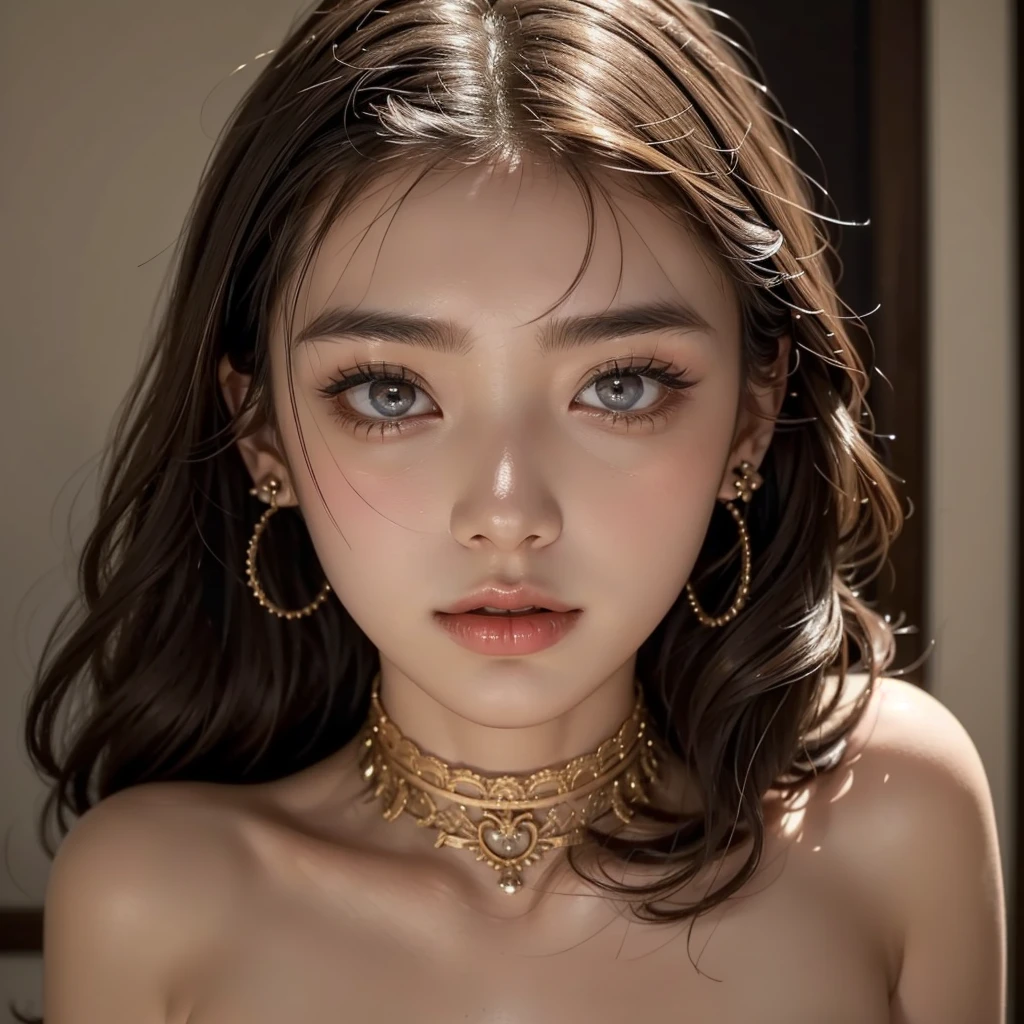 4K,((Highest quality)), ((masterpiece)) , BREAK,((((one girl)))),(Gaunt:1.2),(detailed),((in the living)),((One girl)),((nude)),naked,(()),((flat chest:1.6)), (stare at viewer with stern eyes:1.5),((one girl)),(bitting own lip:1.1),(angry:0.9),nose blush,(shamefull:1.2),(bob cut hair),surprised, ((beautiful realistic face)),((intricate choker necklace)), ((intricate earrings)), beautiful korea women, beautiful young south korea women, young and adorable korean faces, gorgeous young korean women, korean girls, girls cute beautiful faces, korean female idol portraits, young and cute asian faces , cute natural anime faces, asian cute faces,((finely detailed face)),((symmetrical eyes)),((glistening eyes)),((glistening eyes )),((large eyes)),(( pretty eyes)),(detailed),Perfect Face,((One girl)), ((clear eyes)),((show nipples)),((beautiful skin)),(don't wear anything) ,(((show nipples))),(upper body),((naked)),