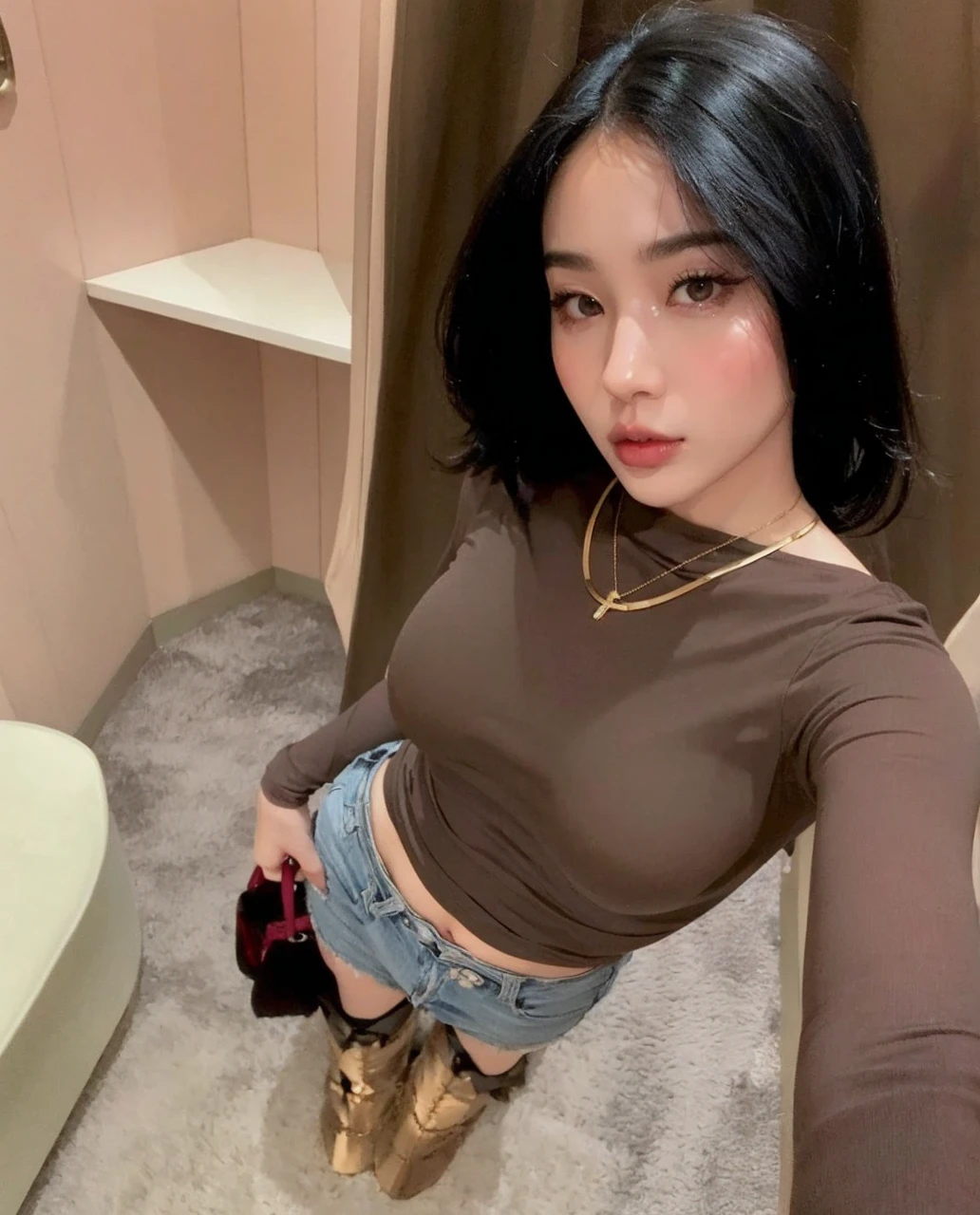 korean, Kizi, Bblack hair, large lips, voluminous