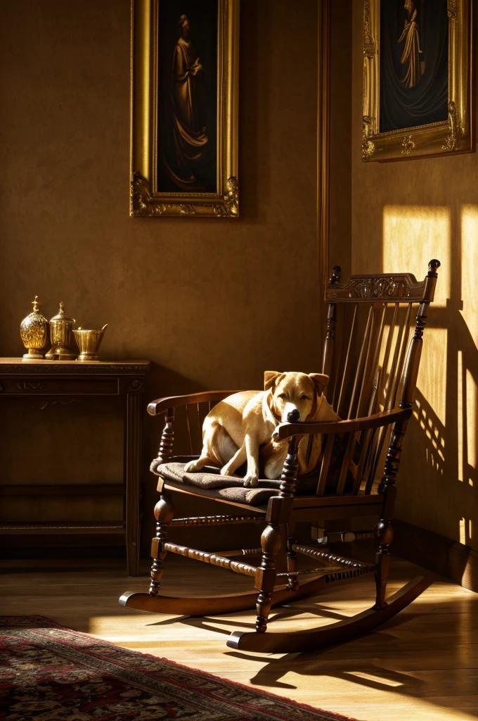 sibainu I breed dog sleeping in a wooden rocking chair, sun rays, Baroque style, (best of all quality,4k,8k,highres,masterpiece:1.2),ultra-detailed,(realistic,photorealistic,photo-realistic:1.37),oil painting, intricate details, chiaroscuro lighting, warm golden tones,dramatic shadows, ornate Baroque frame, lush foliage, natural landssibainu I breed dog sleeping in a wooden rocking chair, sun rays, Baroque style, (best of all quality,4k,8k,highres,masterpiece:1.2),ultra-detailed,(realistic,photorealistic,photo-realistic:1.37),oil painting, intricate details, chiaroscuro lighting, warm golden tones,dramatic shadows, ornate Baroque frame, lush foliage, natural landscapes, soothing atmospherecapes, soothing atmosphere