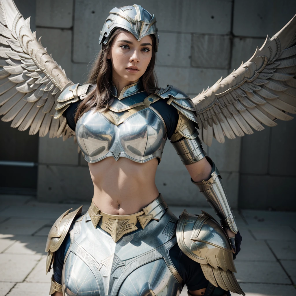 (l1vvydunne:.95), High angle photo of a beautiful young Valkyrie in the style of Stefan Kostic, realistic skin texture,(winged helmet:1.1), (VALKYRIE ARMOR:1.2), 1 / 2 body crop, 8 5mm art lens, F 1. 2, sharp focus, 8k high definition, incredibly detailed, intricate, elegant, art by stanley lau and artgerm