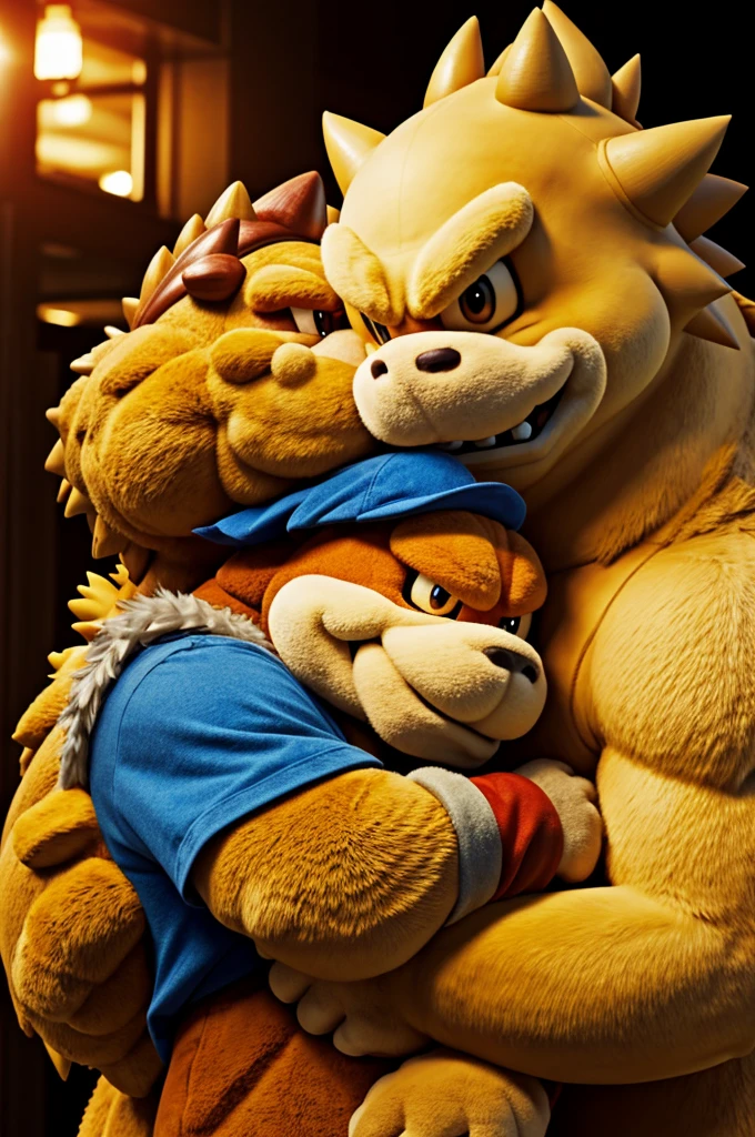 I create a furry man hugging Bowser