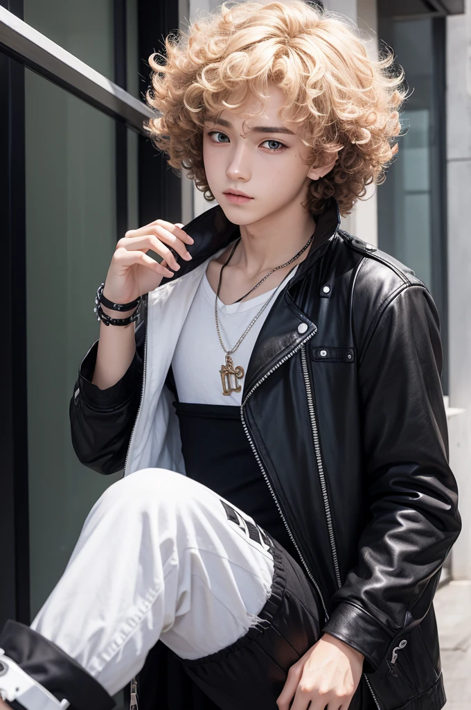 Which creates a white boy with curly hair wearing an alternative anime style outfit