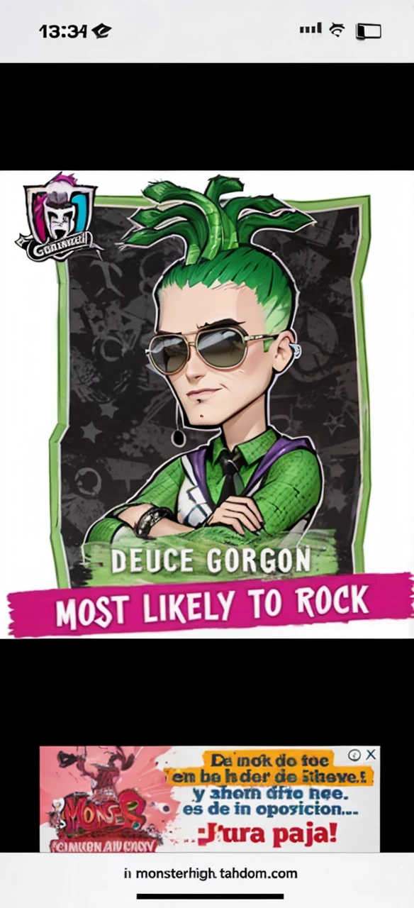 Create a realistic portrait of the character Deuce Gorgon from the animated series Monster High