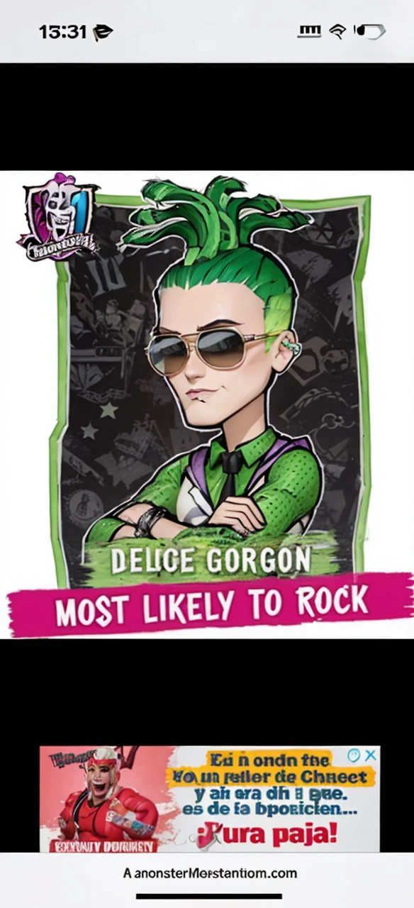 Create a realistic portrait of the character Deuce Gorgon from the animated series Monster High