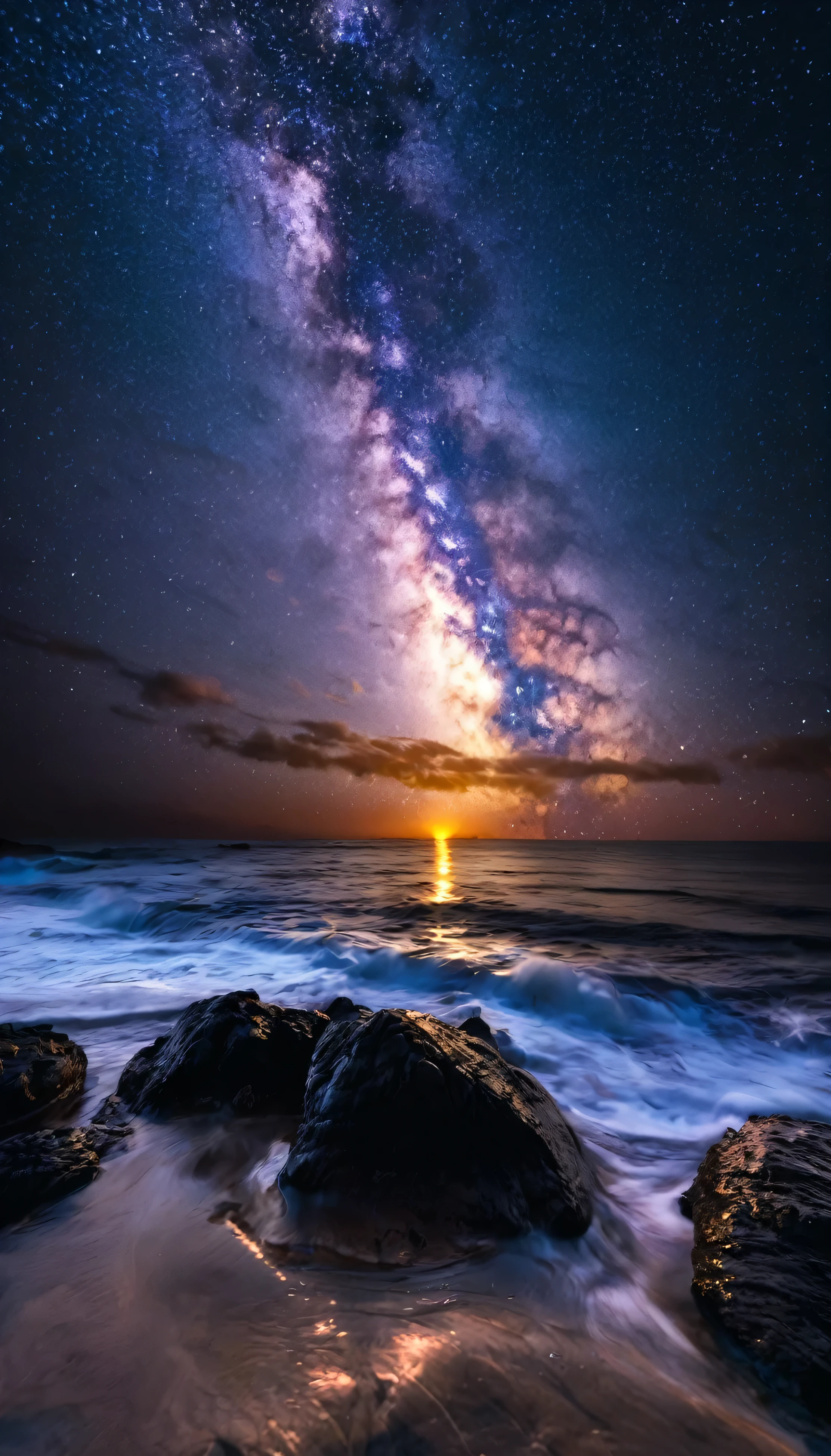 water, Ocean, Dark Sky, sunset, Milky Way