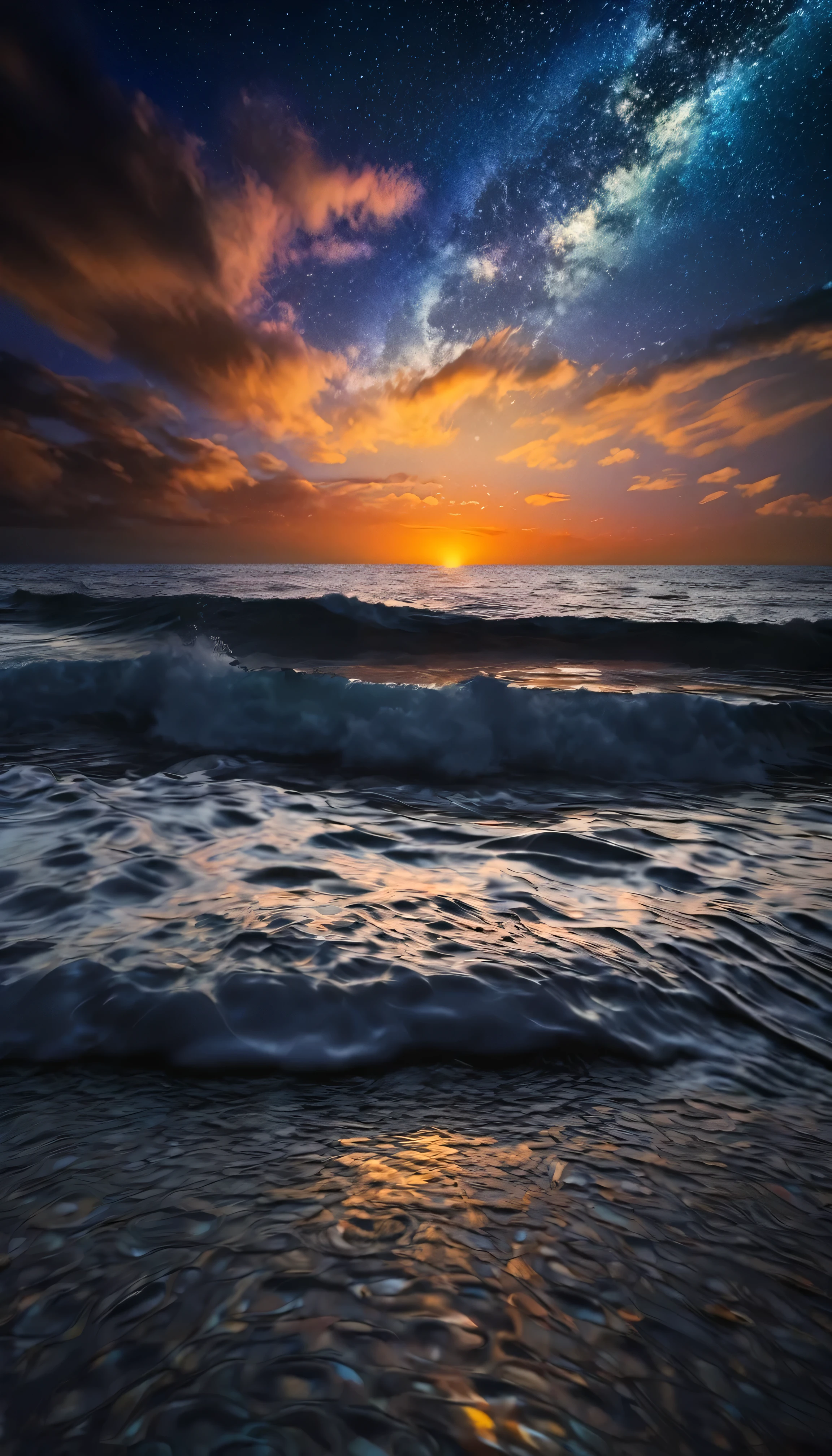 water, Ocean, Dark Sky, sunset, Milky Way