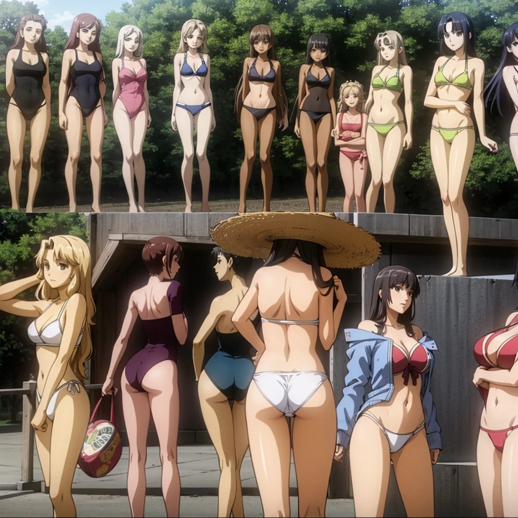 A group of beauties in swimsuits aged 18 