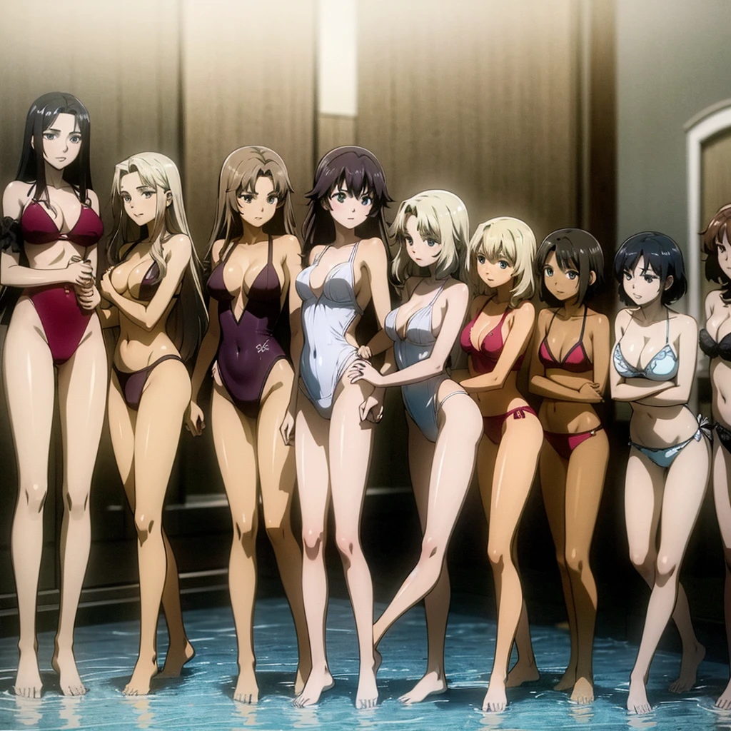 A group of beauties in swimsuits aged 18 