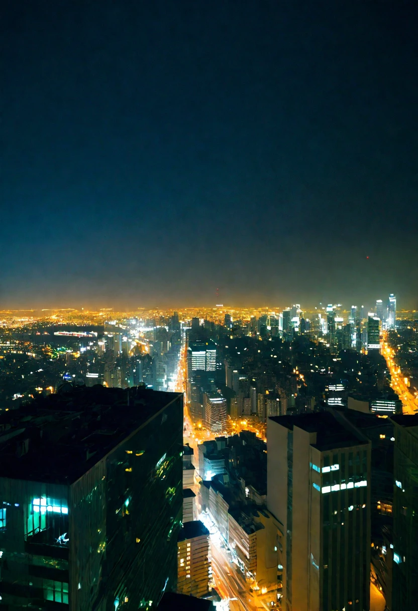 A city seen from above at night